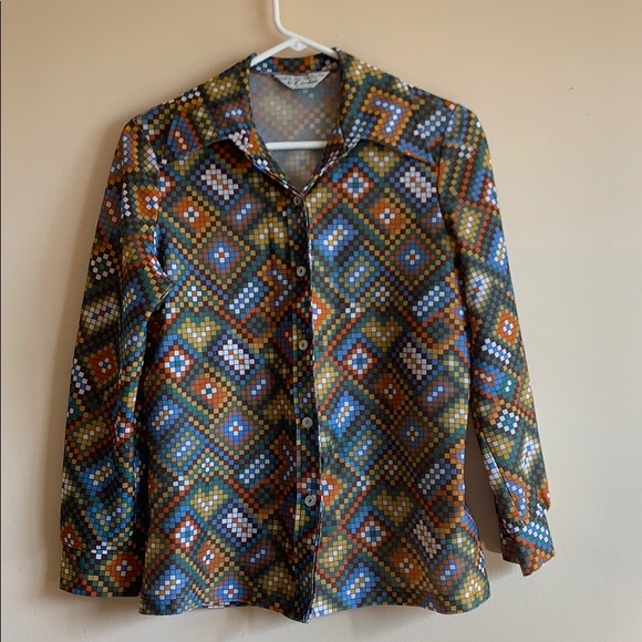 Vintage Tops - VINTAGE 70s long sleeve button small